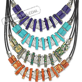 Geometric Collection - Necklace with Greek Key Motif KE285 (4 Color Options)