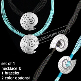 Byzantium Collection - Necklace & Bracelet Set w/ Swirl Motif KY40 & BY25 (2 Color Options)