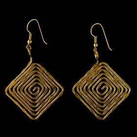 Gold Plated Earrings - Greek Key Motif (38mm)