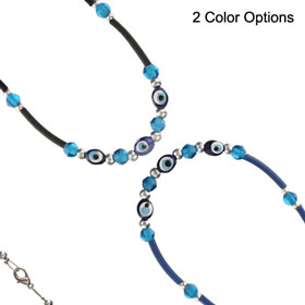 Rubber Necklace w/ Evil Eye Beads