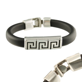 Indian Rubber Men's Bracelet w/ Greek Key ME_110270