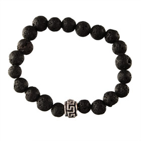 The Santorini Collection - Black Lava Rock w/ Greek Key (8mm) 
