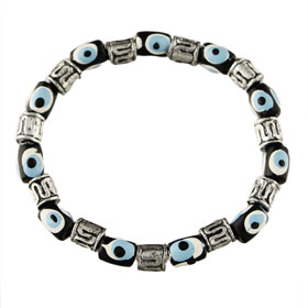 Evil Eye Bracelet - Cylinder Greek Key (6mm)