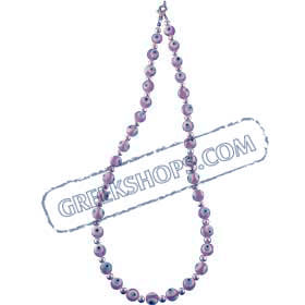 Violet Evil Eye Necklace with silver beads KI_6violet