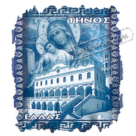 Greece Collage with Church of Virgin Mary of Tinos Tshirt Style D225
