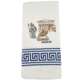 Decorative Embroidered Kitchen Towel feat. Parthenon and Owl  50x60cm