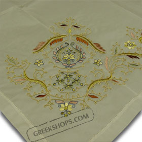 Myconos Traditional Silk & Gold Thread Embroidery - Table cover -- ON SALE 30% off