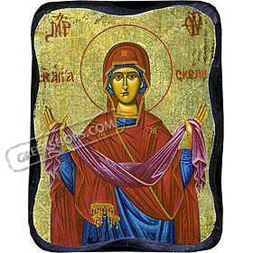 Orthodox Saint - Holy Protection of the Theotokos - 10x13cm Handcarved