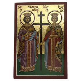 Saint Constantine and Helen, Byzantine Icon Reproduction, 14x20cm