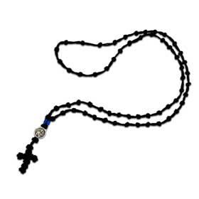Orthodox Knotted Prayer Rope Necklace (Komboskini) with Cross, Blue Bead & IC XC NIKA Christogram