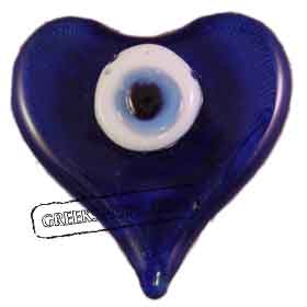 Blue Glass Evil Eye Heart Magnet (36mm)