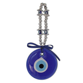 Colorful Decorative Greek Evil Eye with Silver charms 8.5cm