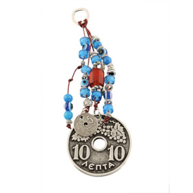 Deka Lepta Coin and Evil Eye Good Luck Wall Ornament