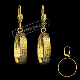 The Prestige Collection - Gold Overlay Greek Key Earrings (clip-on OR post) 18mm