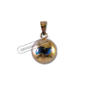 14k Gold Evil Eye Pendant - Circle Wave (9mm) 