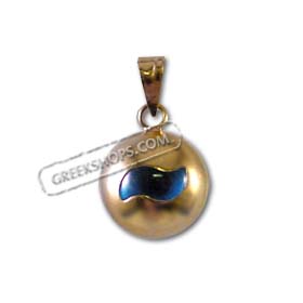 14k Gold Evil Eye Pendant - Circle Wave (10mm) 
