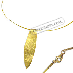 The Elaia Collection - Gold Plated Sterling Silver Necklace - Olive Leaf