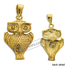24k Gold Plated Sterling Silver Pendant - Owl (20mm)