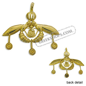 24k Gold Plated Sterling Silver Pendant - Minoan Bee (27mm)