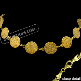 24k Gold Plated Sterling Silver Bracelet - Phaistos Discs (12mm)