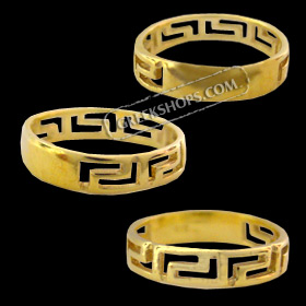 24k Gold Plated Sterling Silver Ring - Greek Key Motif (4mm)