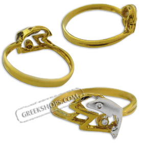 14k Gold Ring - Dolphin w/ Ocean Wave (Size 6)