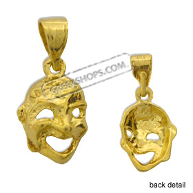 24k Gold Plated Sterling Silver Pendant - Comedy Mask (12mm)