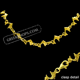 24k Gold Plated Sterling Silver Bracelet - Minoan Dolphin Charm Links (7mm)