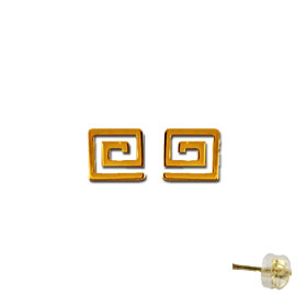 14k Gold Greek Key Cut-out post earrings 6mm