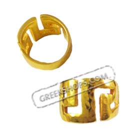 24K Gold Plated Sterling Silver Ring - Greek Key Motif w/ Hammered Detail