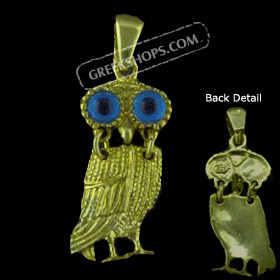 24K Gold Plated Sterling Silver Owl (20mm)