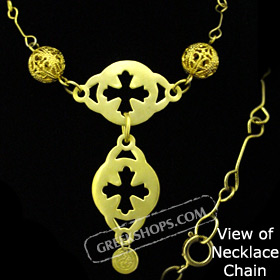 Mount Athos Gold Plated Necklace w/ Byzantine Cross Motif