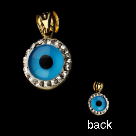 14k Gold Pendant - Evil Eye w/ Swarovski Crystals (10mm) 