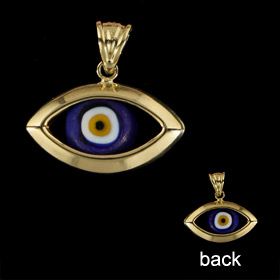 14k Gold Pendant - Evil Eye w/ Lapis Stone (19mm)