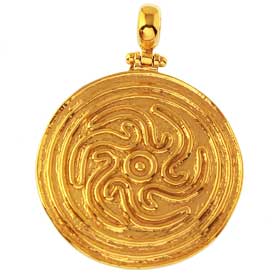 The Agamemnon Collection - 24K Gold Plated Sterling Silver Pendant - Swirls & Whorls Motif (32mm)