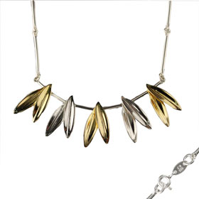 The Elaia Collection - 24k Gold Plated Sterling Silver Necklace - Olive Leaves (65mm)