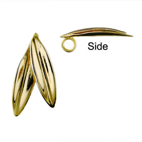 The Elaia Collection - 24k Gold Plated Sterling Silver Pendant - Olive Leaf Pair (20mm)