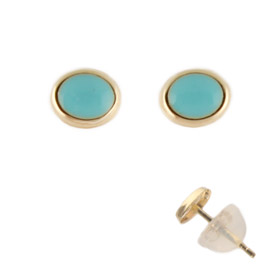 14k Gold Post Earrings w/ Turquoise (4mm)