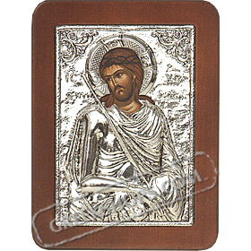 G0227 Orthodox Saint Silver Icon - Christos ( Jesus Christ ) Nimfios 13x19cm