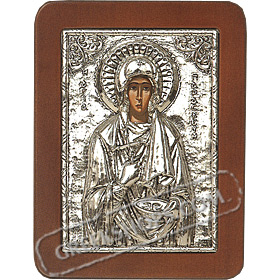 G0244 Orthodox Saint Silver Icon - Agia Paraskevi ( Saint Good Friday ) 13x19cm