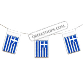 Greek Flag String 21ft Long - Plastic
