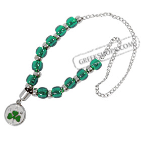P.A.O. ( Panathinaikos ) Greek Sports Team Worrybeads on Metal Chain