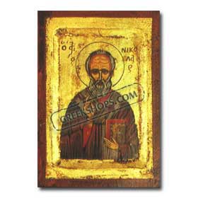 St. Nicholas (Agios Nikolaos) Handpainted Icon,  14 x 18cm