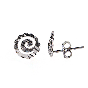Platinum Plated Sterling Silver Swirl Post Earrings 6mm