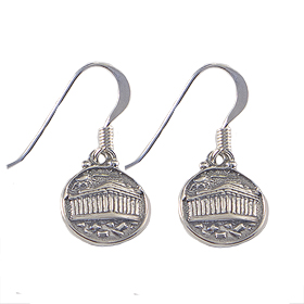 Sterling Silver Parthenon Round Earrings (12mm) w/ French Hooks