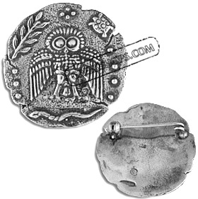 Sterling Silver Brooch - Goddess Athena Sacred Owl (32mm)