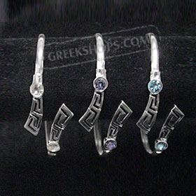 Sterling Silver Cuff Bracelet - Double Greek Key Circle (6.5cm)