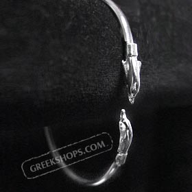 Sterling Silver Cuff Bracelet - 2 Minoan Dolphin (6.5cm)