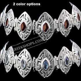 The Alcyone Collection - Sterling Silver Bracelet - Greek Key Oval (20mm)  (Clearance 20% Off)