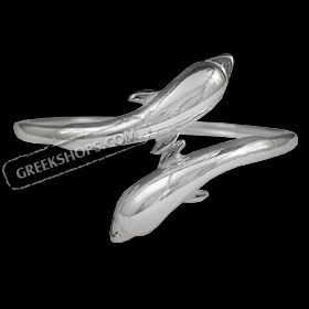 Sterling Silver Cuff Bracelet - Minoan Dolphin (6.5cm)
